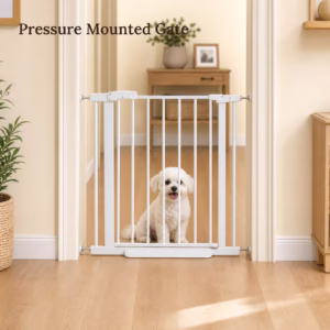 Freestanding Wooden Pet Gate with Door, Adjustable Dog Gate for Doorways & Stairs, No Drill Safety Gate for Small Medium Dog, Indoor Barrier