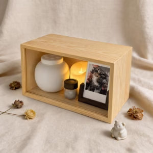 Pet Keepsake Box, Pet Urn for Cat, Cat Urn Ceramic, Dog Ashes Box, White Wood Box with Urn, Pet Memorial Gift, Dog Loss Gift