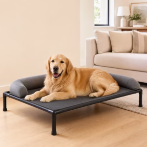 Elevated Dog Bed for Large Dogs, Raised Mesh Dog Cot with Pillow, Cooling Steel Frame Pet Bed, Indoor Outdoor Dog Lounger