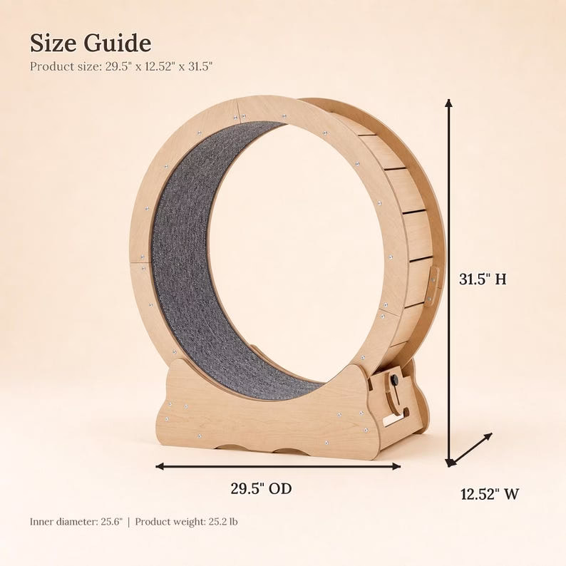 Cat Exercise Wheel for Indoor Cats, 29.5 Inch Wooden Cat Treadmill with Carpet Track, Cat Running Wheel, Modern Pet Furniture - Image 2