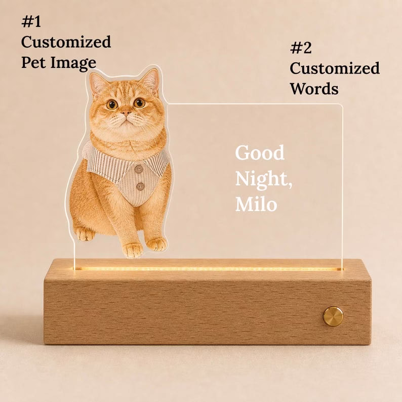 Custom Pet Memorial LED Light, Personalized Acrylic Pet Photo Night Light, Dog Cat Memory Gift, Pet Loss Keepsake - Image 3