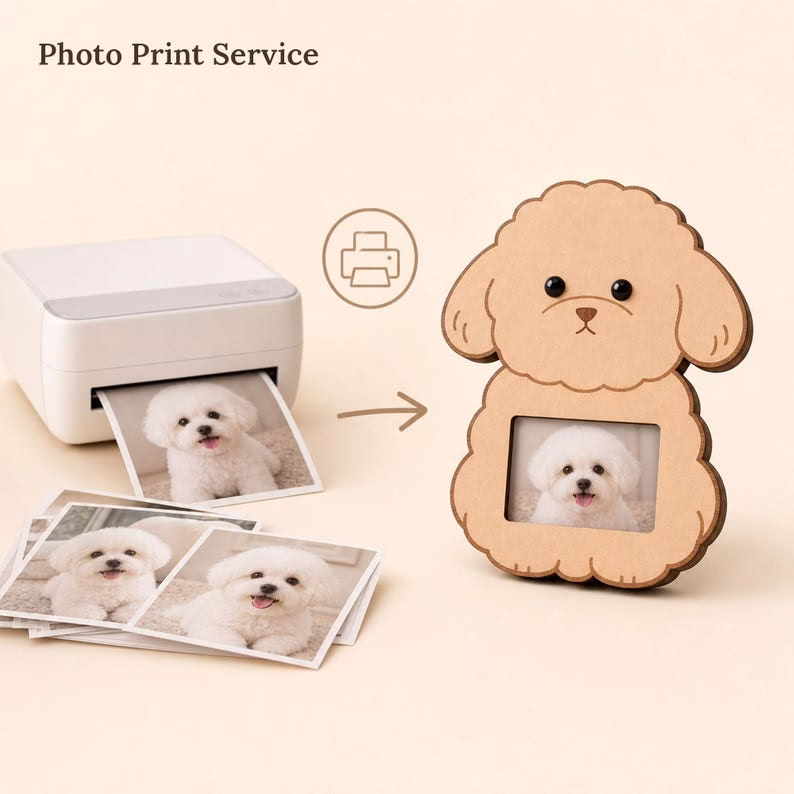 Personalized Wooden Dog Photo Frame, Cute Puppy Picture Frame, Bichon Poodle Desk Decor, Pet Memorial Keepsake, Dog Lover Gift - Image 3