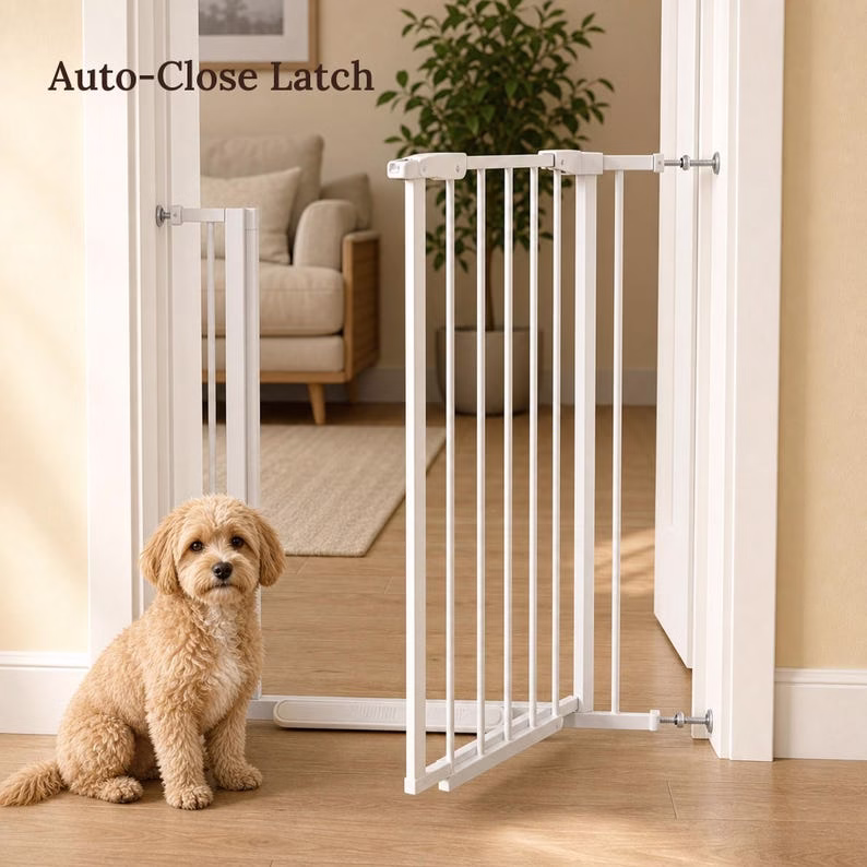 Freestanding Wooden Pet Gate with Door, Adjustable Dog Gate for Doorways & Stairs, No Drill Safety Gate for Small Medium Dog, Indoor Barrier - Image 4