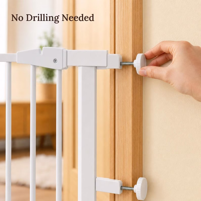 Freestanding Wooden Pet Gate with Door, Adjustable Dog Gate for Doorways & Stairs, No Drill Safety Gate for Small Medium Dog, Indoor Barrier - Image 5