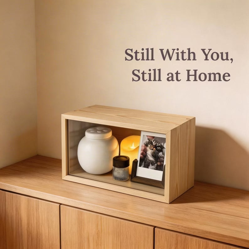 Pet Keepsake Box, Pet Urn for Cat, Cat Urn Ceramic, Dog Ashes Box, White Wood Box with Urn, Pet Memorial Gift, Dog Loss Gift - Image 7