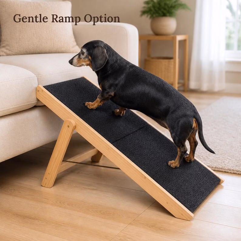 Dog Stairs for Bed, Foldable Wood Pet Steps & Ramp, 3 Step Non Slip Dog Ramp for Sofa, Cat Stairs, Natural Pine Pet Ladder - Image 6