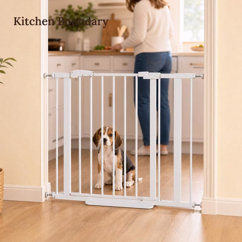 Freestanding Wooden Pet Gate with Door, Adjustable Dog Gate for Doorways & Stairs, No Drill Safety Gate for Small Medium Dog, Indoor Barrier - Image 6