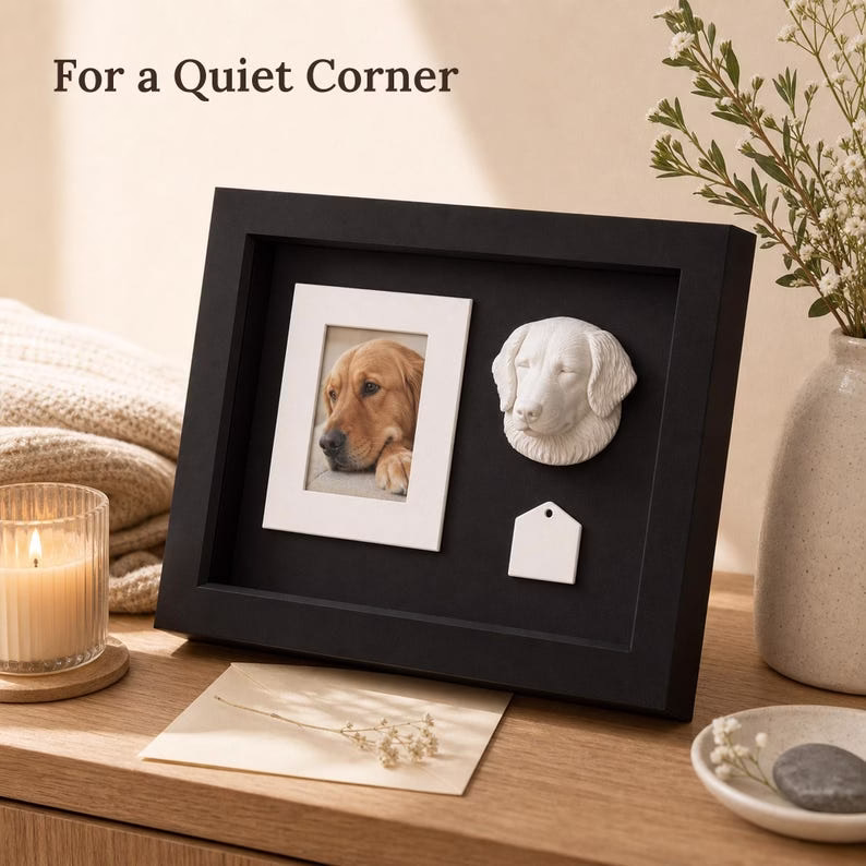 Custom Pet Memorial Photo Frame, Dog Cat Remembrance Shadow Box, Personalized Pet Loss Gift with 3D Pet Head, Month Tag & DIY Silver Marker - Image 8