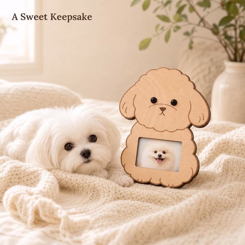 Personalized Wooden Dog Photo Frame, Cute Puppy Picture Frame, Bichon Poodle Desk Decor, Pet Memorial Keepsake, Dog Lover Gift - Image 7