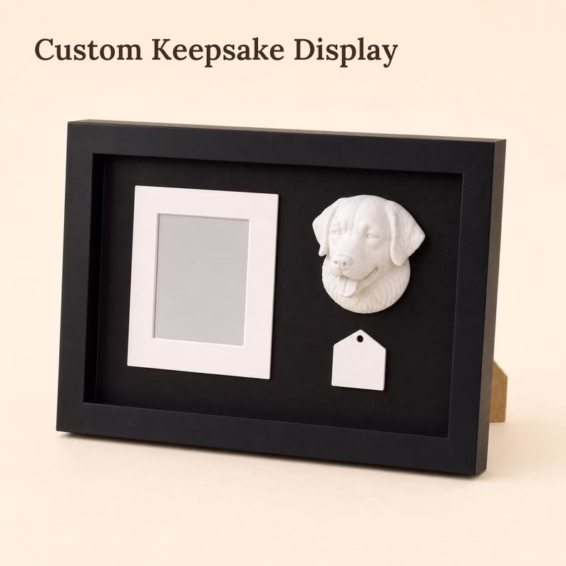 Custom Pet Memorial Photo Frame, Dog Cat Remembrance Shadow Box, Personalized Pet Loss Gift with 3D Pet Head, Month Tag & DIY Silver Marker - Image 9