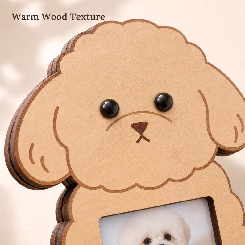 Personalized Wooden Dog Photo Frame, Cute Puppy Picture Frame, Bichon Poodle Desk Decor, Pet Memorial Keepsake, Dog Lover Gift - Image 8