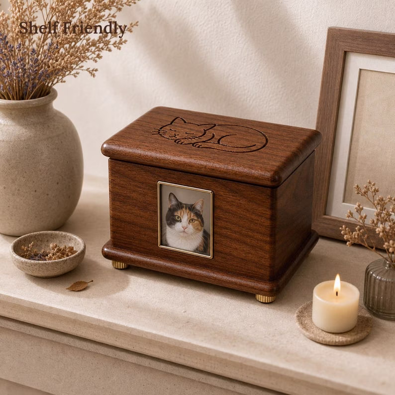 Wood Pet Memorial Box for Dog or Cat Ashes, Personalized Pet Urn Keepsake Box with Photo Frame, Cat Memorial Gift, Pet Loss Remembranc - Image 9