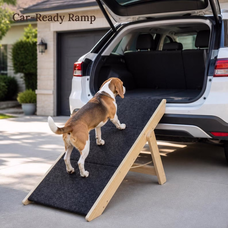 Dog Stairs for Bed, Foldable Wood Pet Steps & Ramp, 3 Step Non Slip Dog Ramp for Sofa, Cat Stairs, Natural Pine Pet Ladder - Image 11