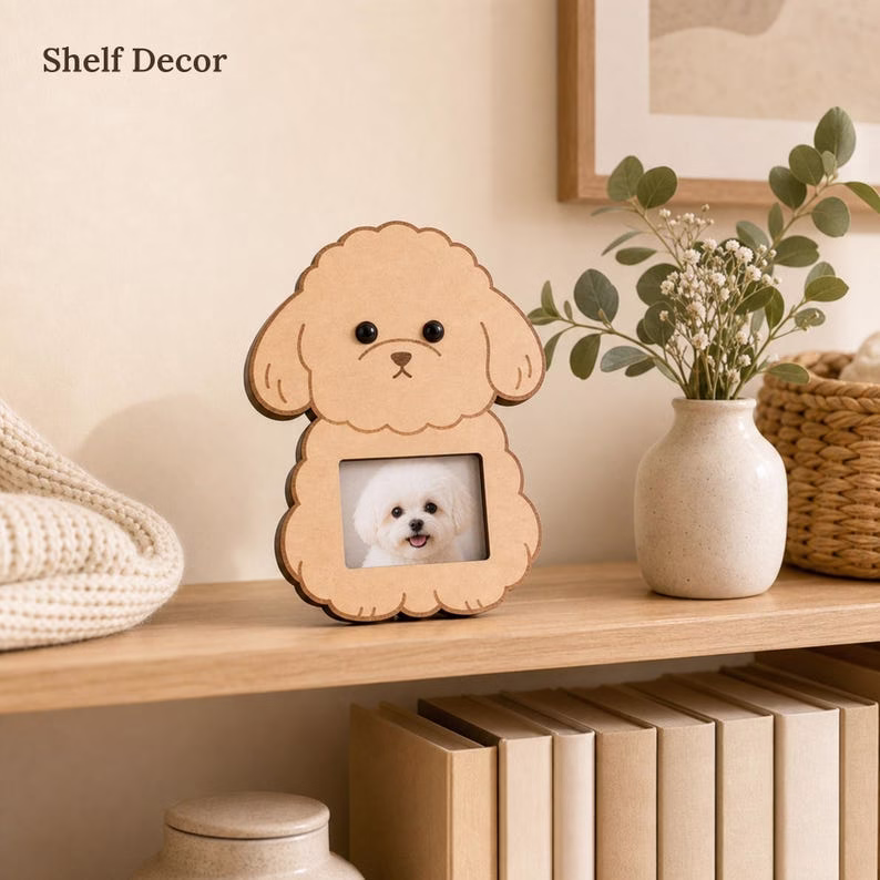 Personalized Wooden Dog Photo Frame, Cute Puppy Picture Frame, Bichon Poodle Desk Decor, Pet Memorial Keepsake, Dog Lover Gift - Image 10