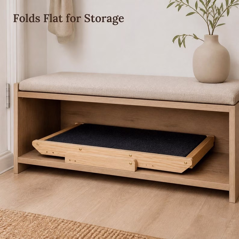 Dog Stairs for Bed, Foldable Wood Pet Steps & Ramp, 3 Step Non Slip Dog Ramp for Sofa, Cat Stairs, Natural Pine Pet Ladder - Image 12