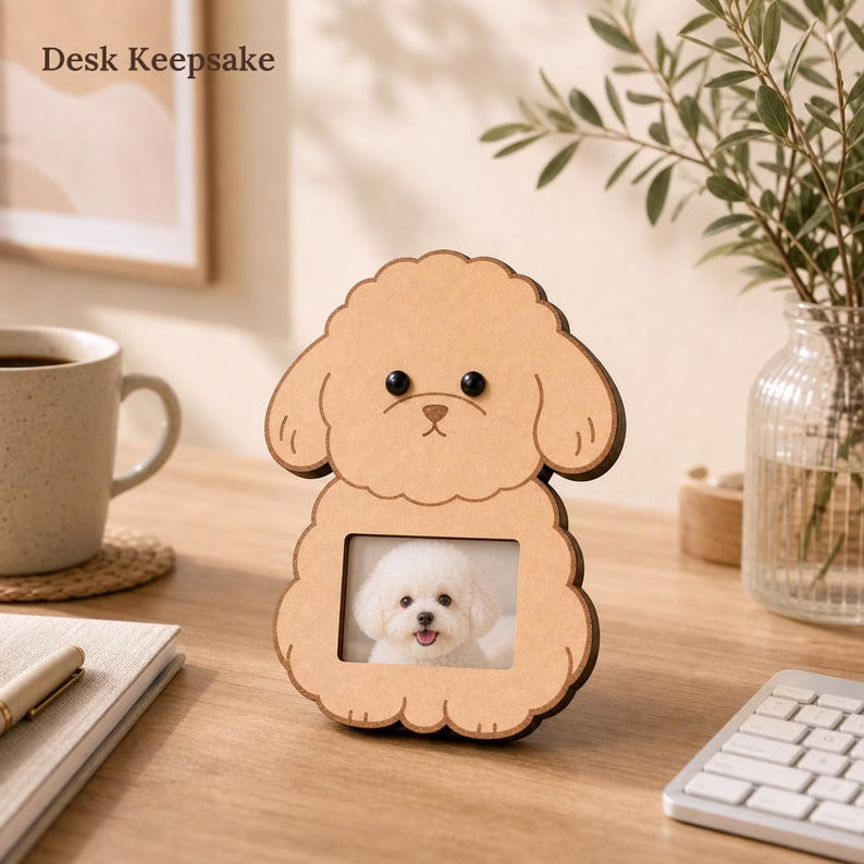Personalized Wooden Dog Photo Frame, Cute Puppy Picture Frame, Bichon Poodle Desk Decor, Pet Memorial Keepsake, Dog Lover Gift - Image 11