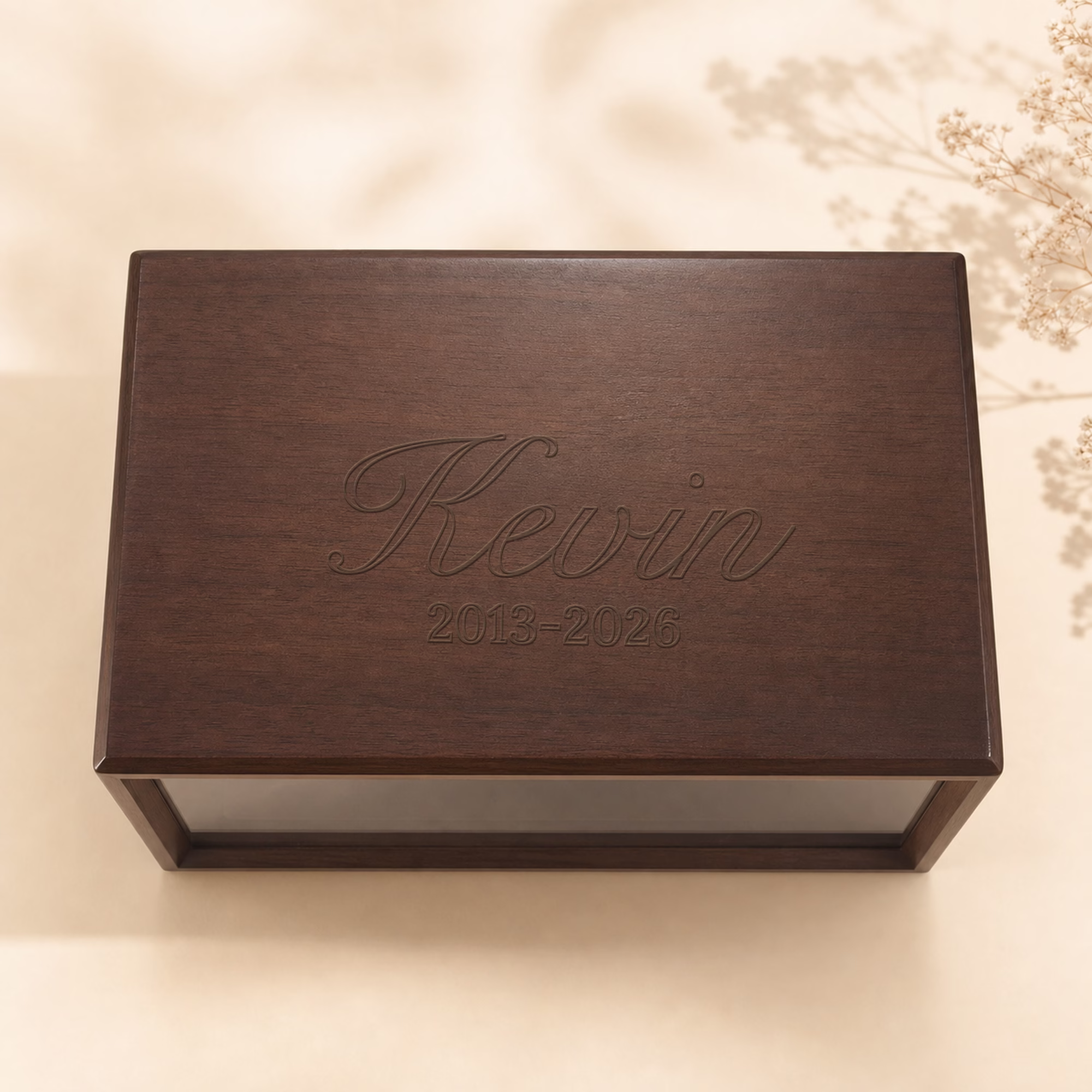 Personalized Pet Memorial Box, Custom Wooden Pet Urn & Keepsake Box with Name and Dates, Pet Loss Sympathy Gift - Image 3