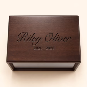 Personalized Pet Memorial Box, Custom Wooden Pet Urn & Keepsake Box with Name and Dates, Pet Loss Sympathy Gift